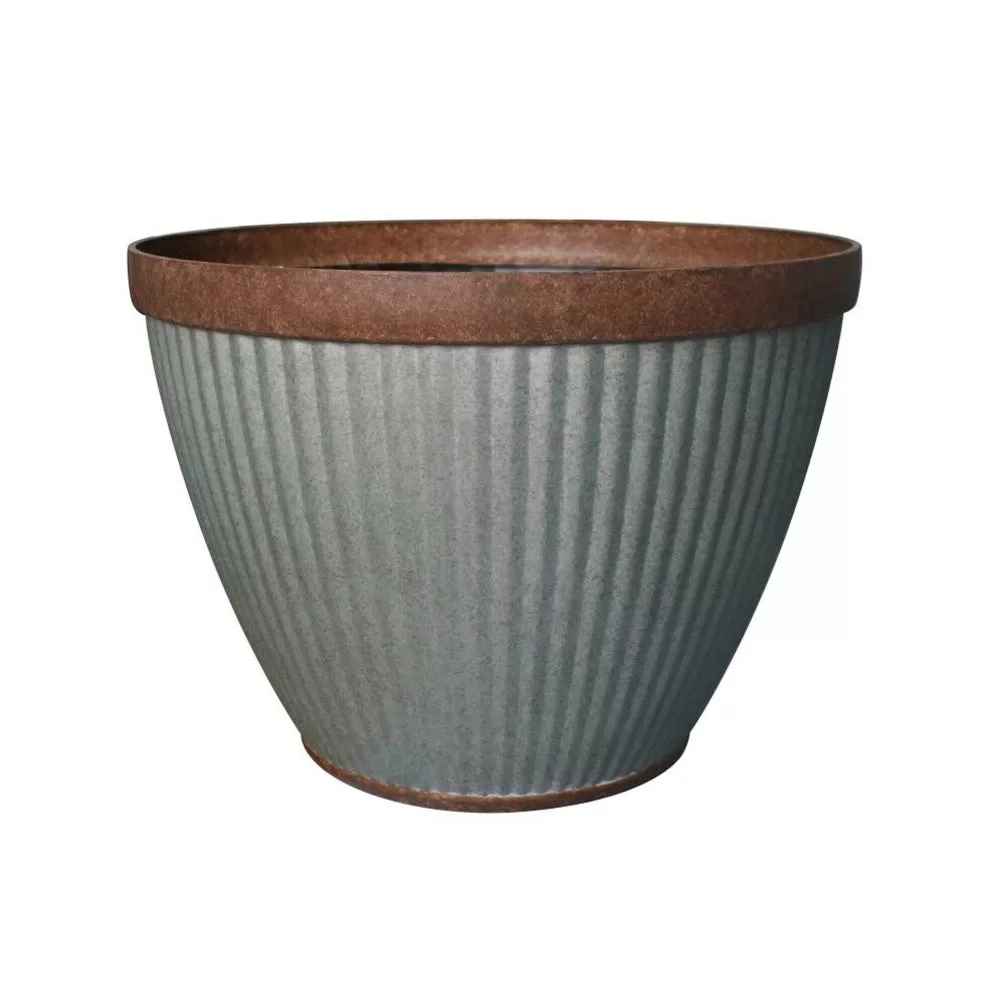 Southern Patio HDR-054795 Round Rustic Galvanized Westlake Planter 15 Inch