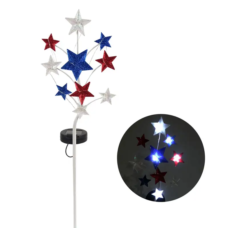 Alpine Multicolored Metal 24 Inch H Star Solar Garden Stake Pack 6