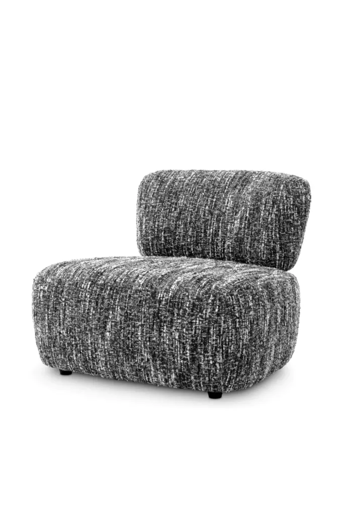 Black & White Boucle Lounge Chair Eichholtz Leon Modern Reading Chair