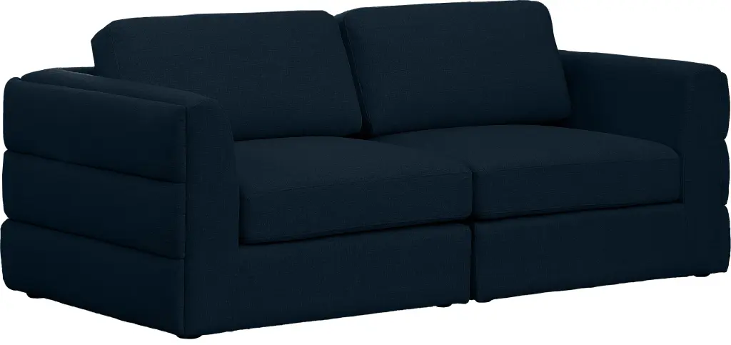 Meridian Furniture Beckham Navy Durable Linen Textured Fabric Modular Sofa