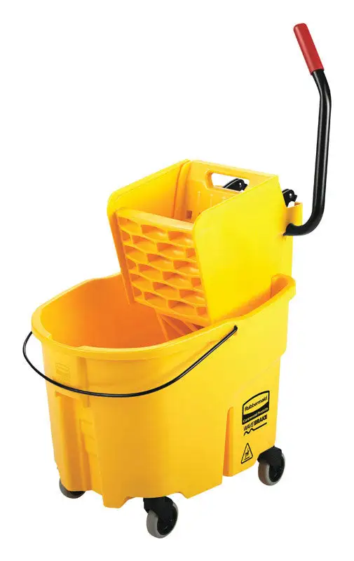 Rubbermaid WaveBrake 2.0 Yellow Plastic Round Commercial Mop Bucket 35 qt