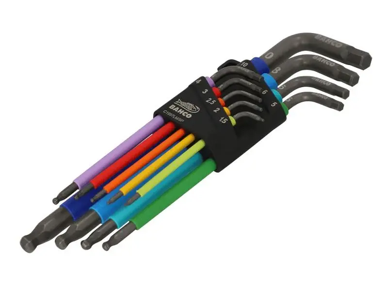 Bahco C1997LM/9P Metric Long Ball End Coloured Hex L-Key Adjust, 9 Piece