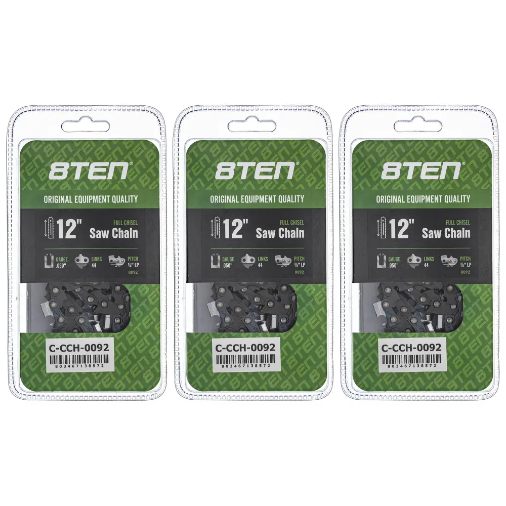 Chainsaw Chain 12 Inch .050 3/8 LP 44DL Echo Husqvarna RedMax 91VXL44CQ 91VXL044G 501847044 | SET THREE