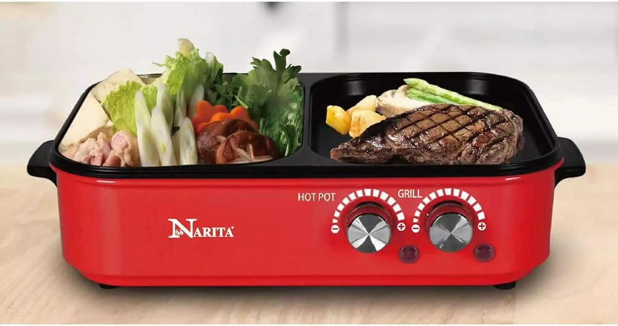 Electric Grill Hot Pot Narita 2--1 Hot Pot Grill Dual Function Cooker