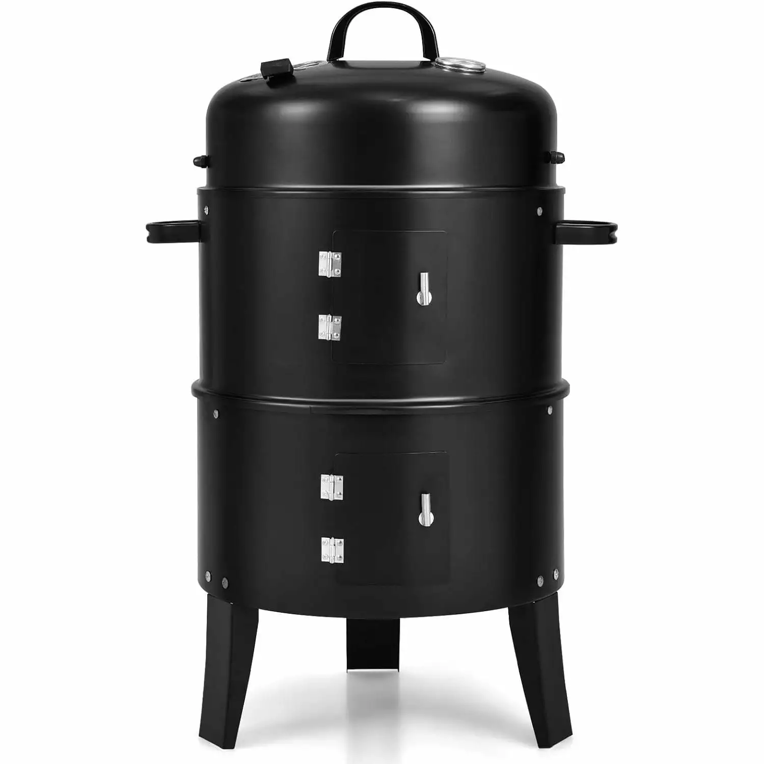 Giantex 3--1 Charcoal BBQ Smoker Outdoor Grill Cooker Built- Thermometer and 6 Hooks Outdoor Backyard Cooking Grilling Cam...