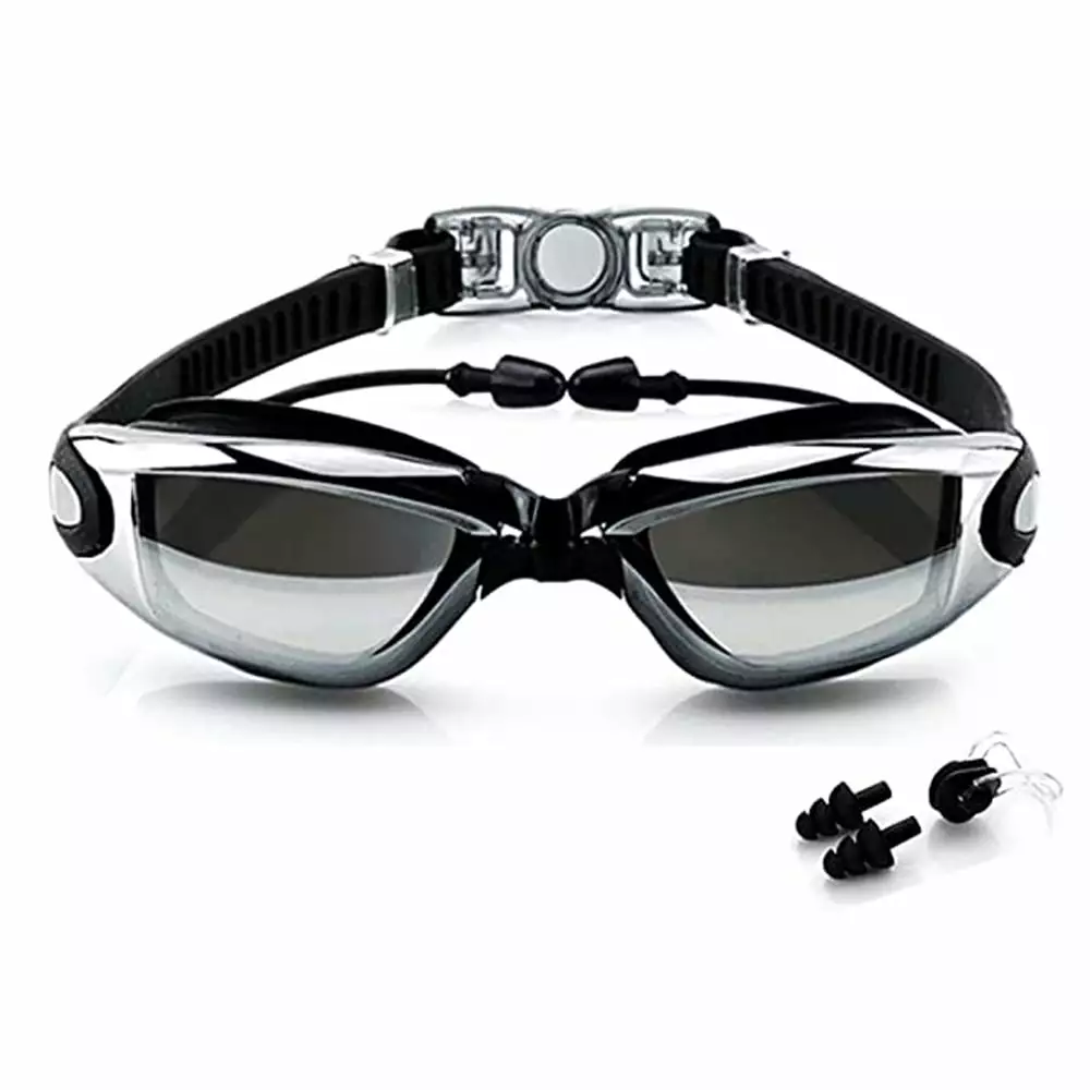 Swim Goggles Pack 2 Anti-Fog UV Protection Triathlon Nose Clips