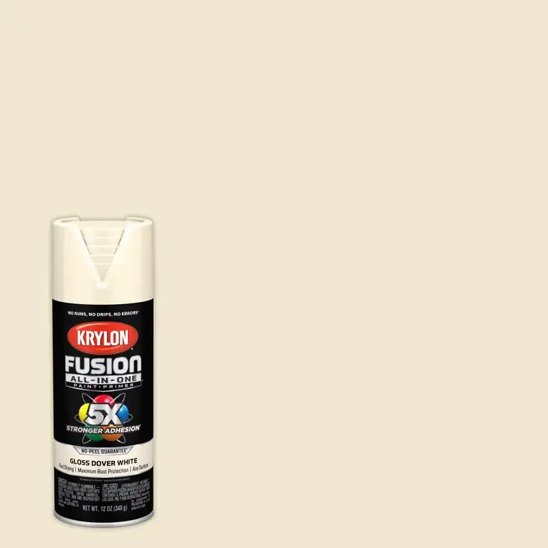 Krylon Fusion All--One Gloss Dover White Paint Primer Spray Paint 12 oz Pack 6