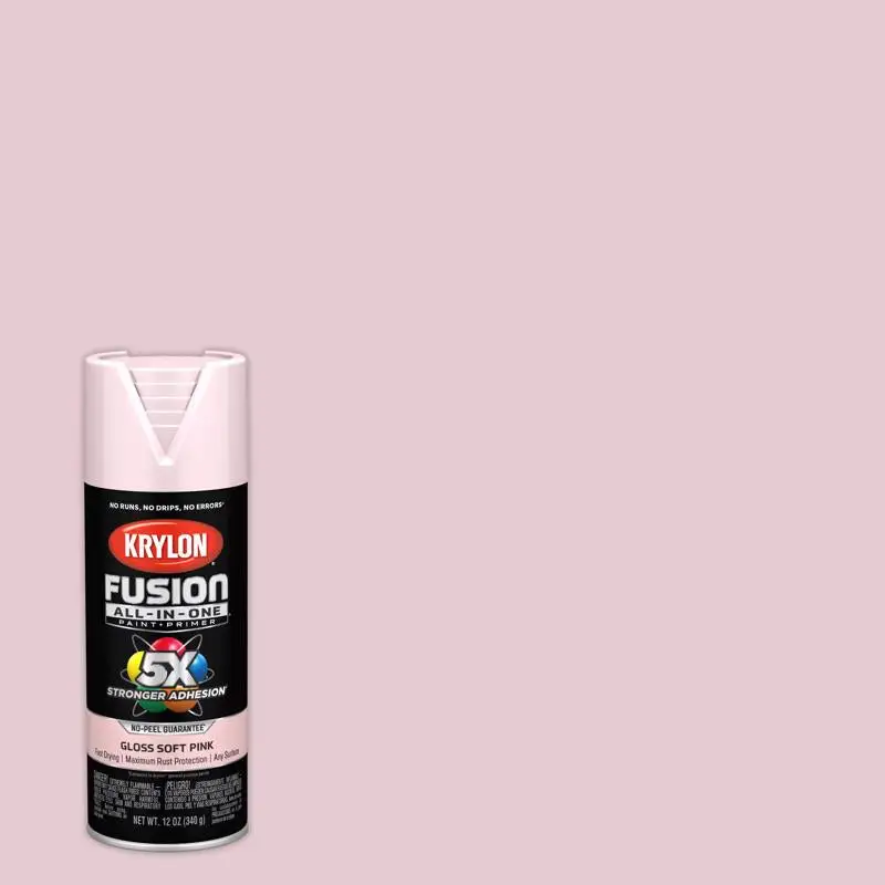 Krylon Fusion All--One Gloss Pink Blush Paint Primer Spray Paint 12 oz Pack 6
