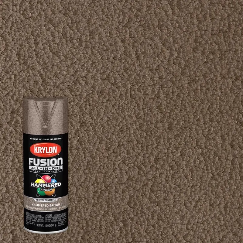 Krylon Fusion All--One Hammered Brown Paint Primer Spray Paint 12 oz Pack 6