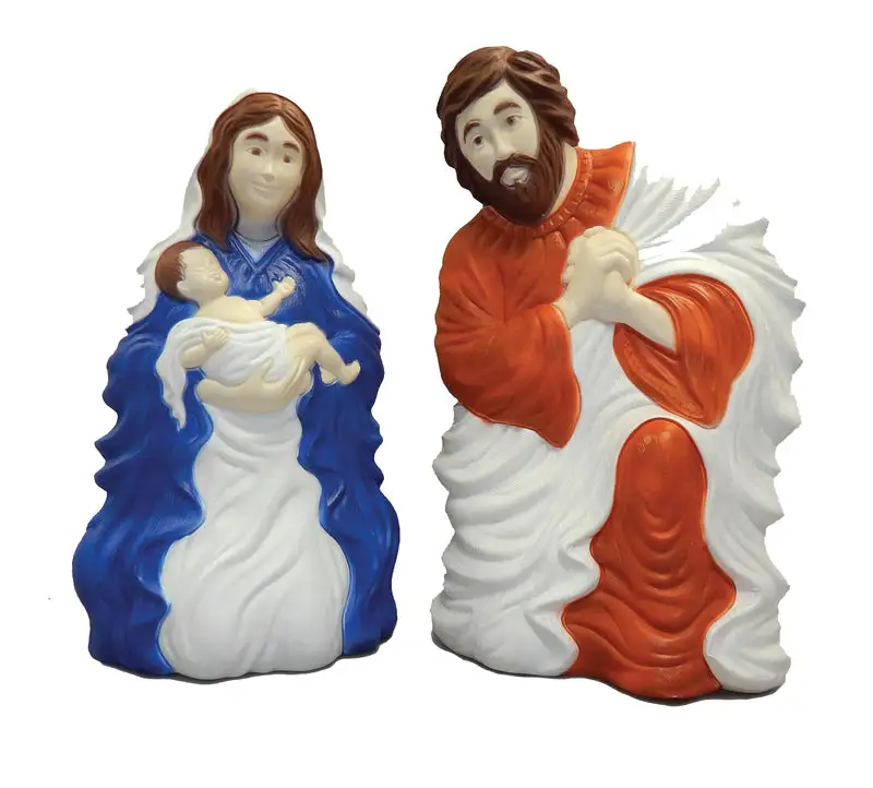 Union Products Multicolored Nativity Blow Mold Set Christmas Decoration 28 H .