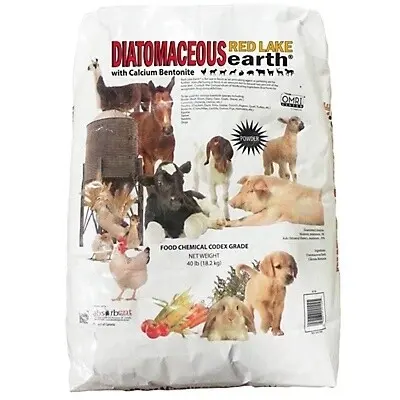 Red Lake Diatomaceous Earth Calcium Bentonite 40 lb Natural Pest Control