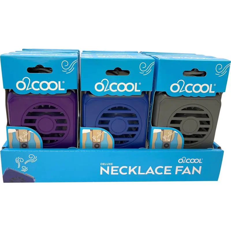 O2 Cool Deluxe Necklace Personal Fan 6.69 H x 2.5 Dia Pack 12 O2Cool