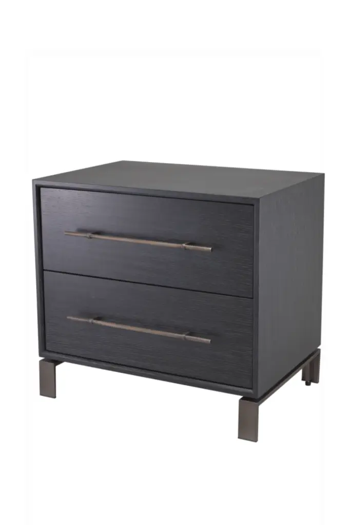 2 Drawer Gray Oak Nightstand Bedroom Furniture Eichholtz Canova