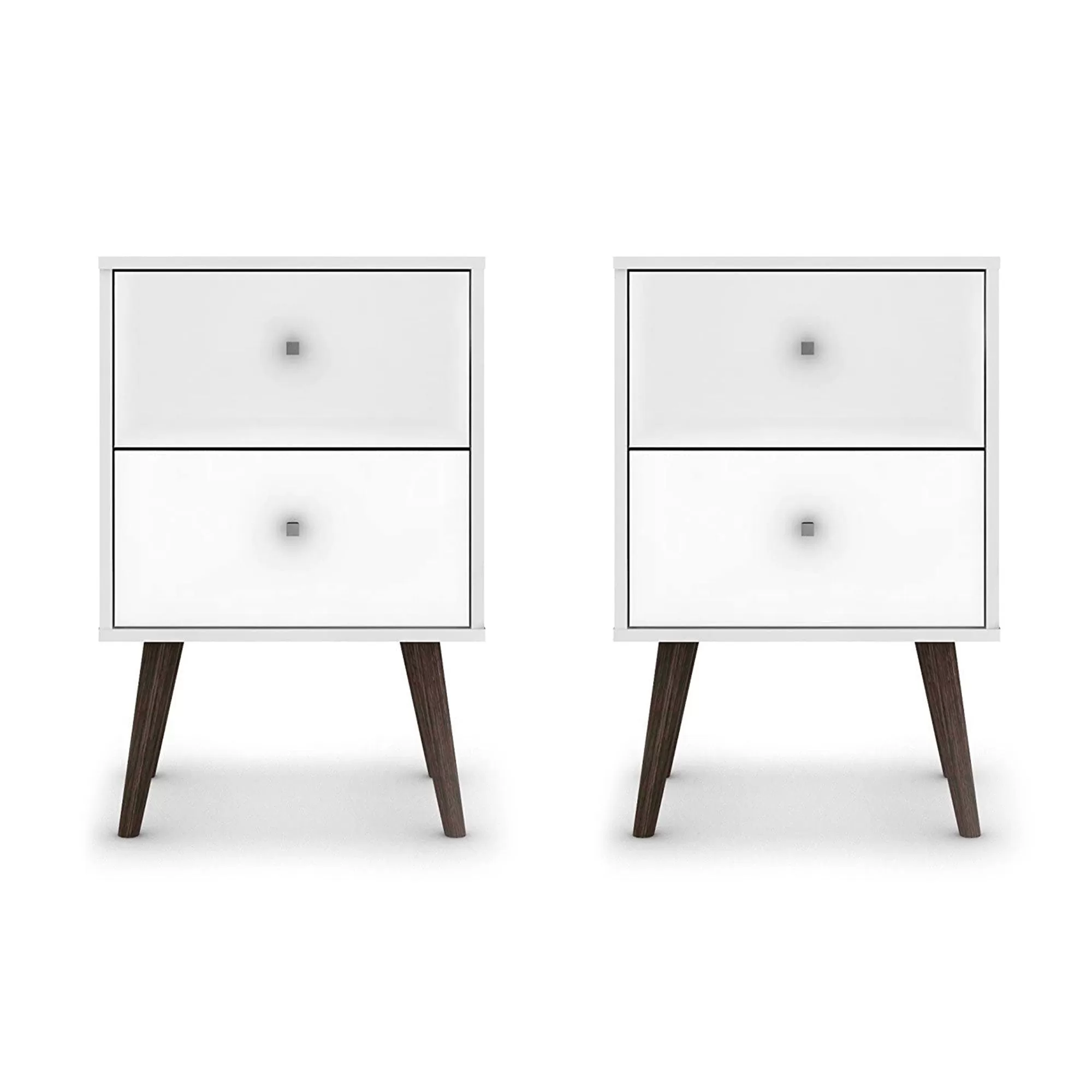 Manhattan Comfort Liberty 2 Drawer Bedroom End Table Nightstand White 2 Pack