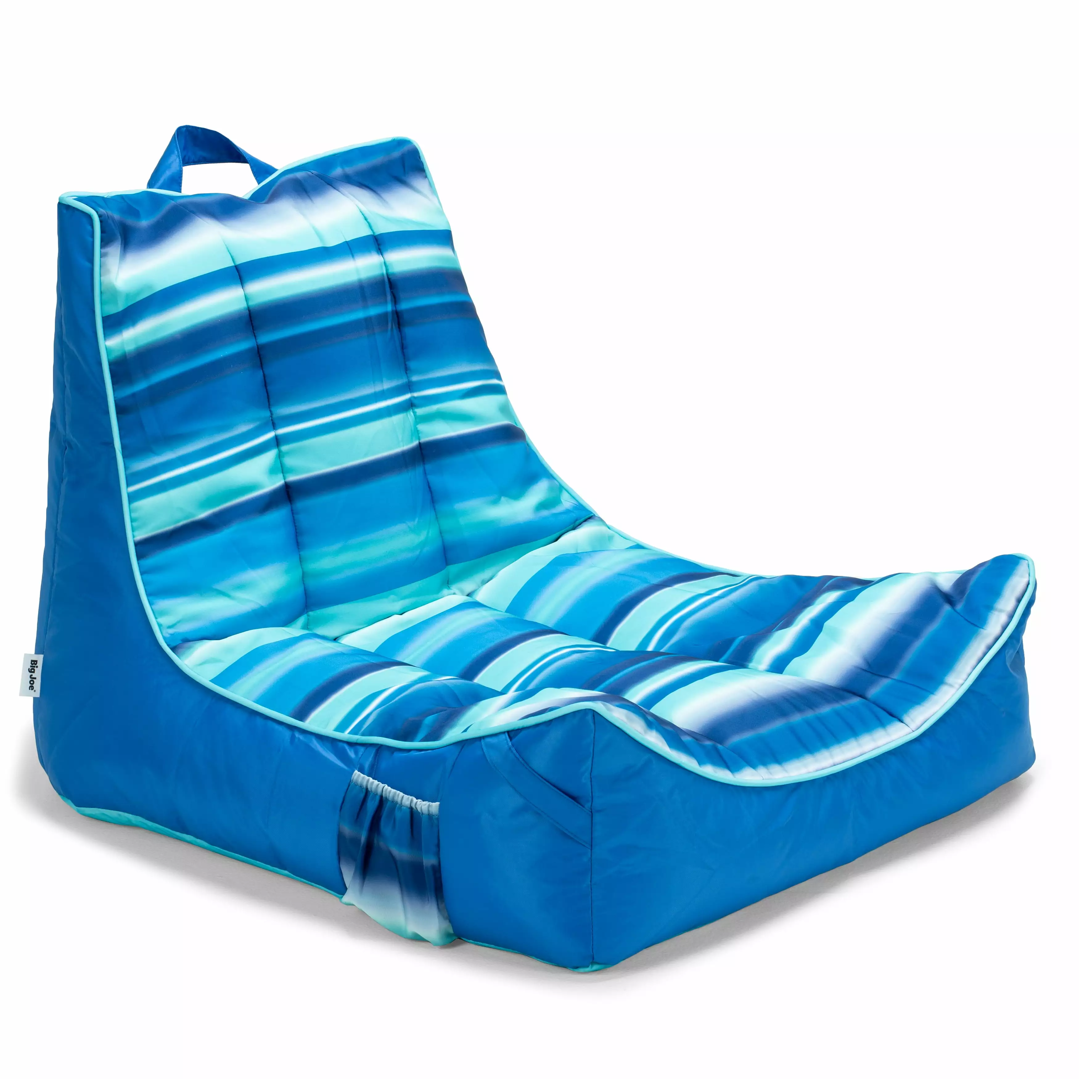 Big Joe Captain's Float No Inflation Needed Pool Lounger Drink Holder Blurred Blue Double Sided Mesh Quick Draining Fabric...