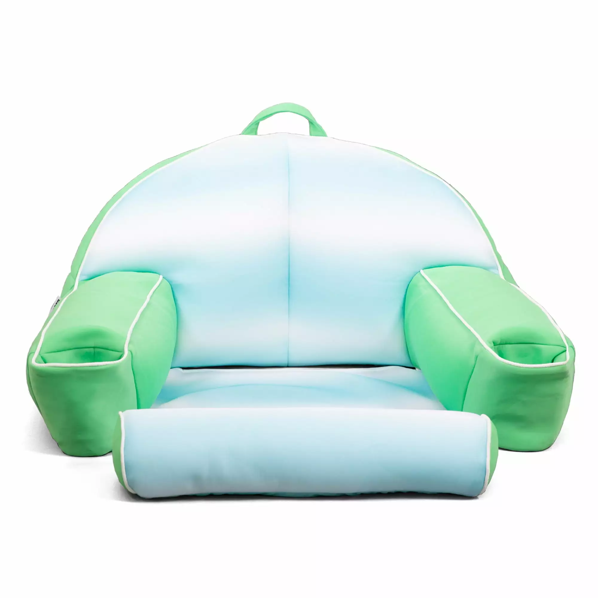 Big Joe Lazy Lounger No Inflation Needed Pool Float Headrest and Footrest Rolling Wave Aqua Double Sided Mesh Quick Draini...