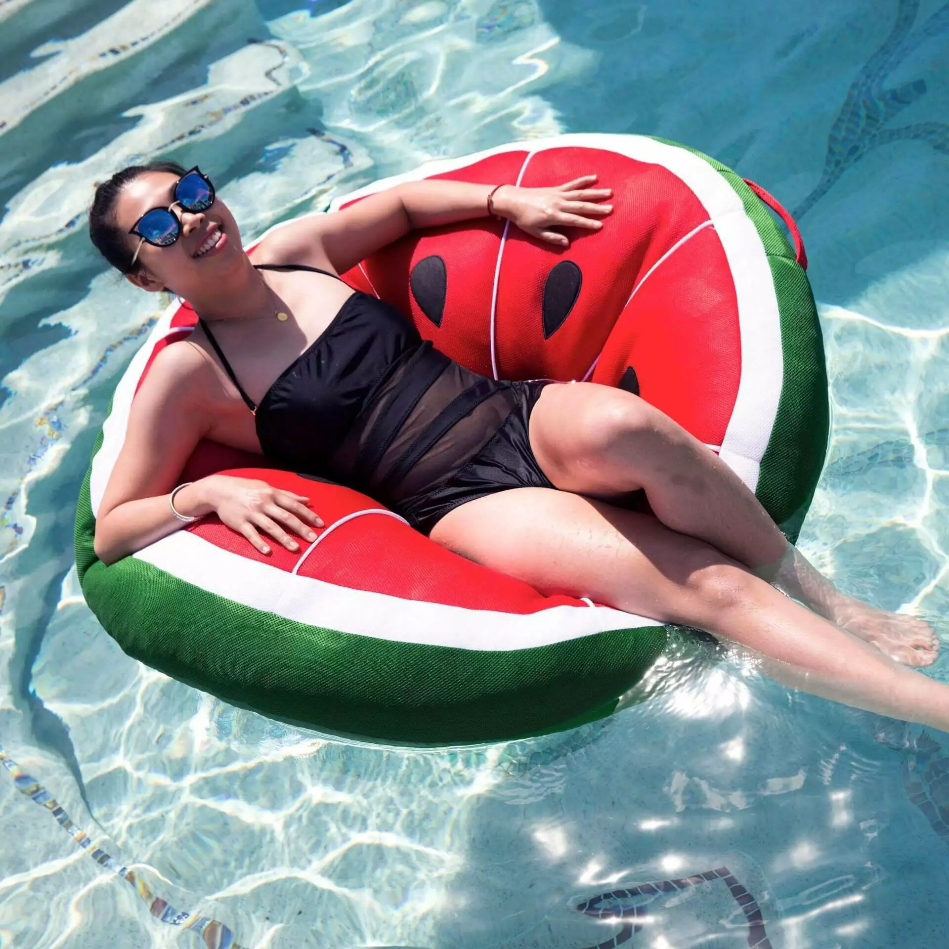 Big Joe Bean-Filled Watermelon Pool Float Mesh Cover Fun Summer Pool Parties