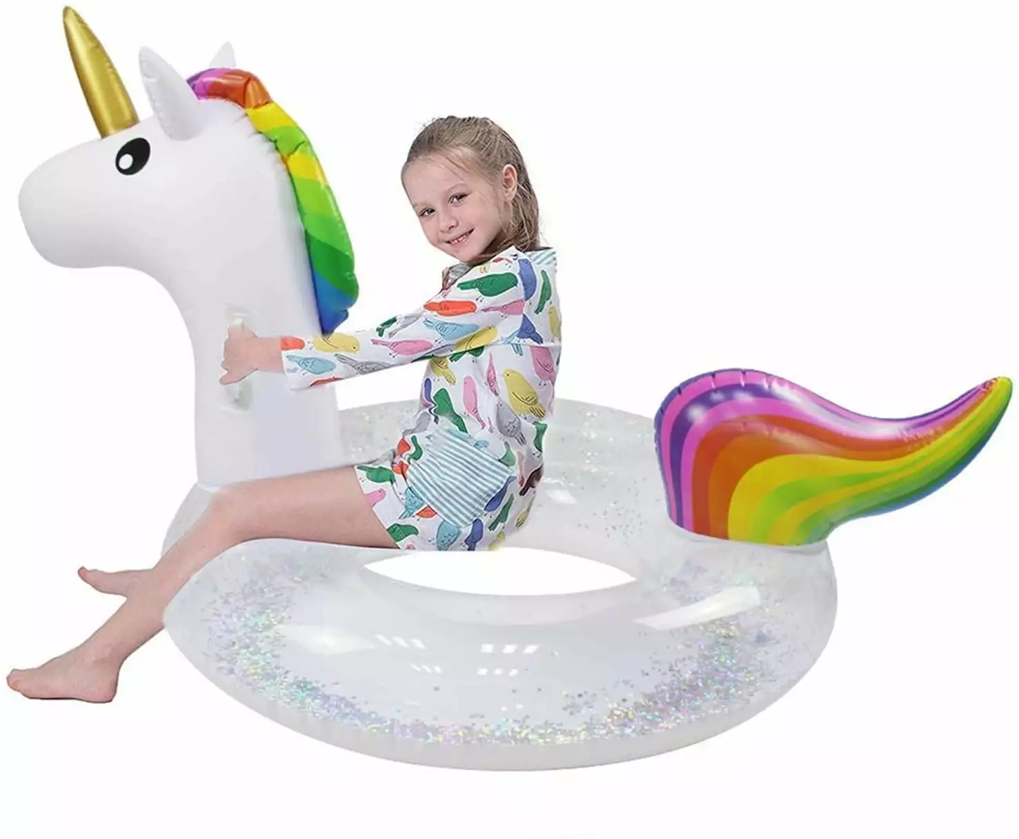 Cherry Pool Float Glitter Inflatable Swim Unicorn Ring Swimming Pool Celebration Family Get-Together Beach Party 48 Inch 36