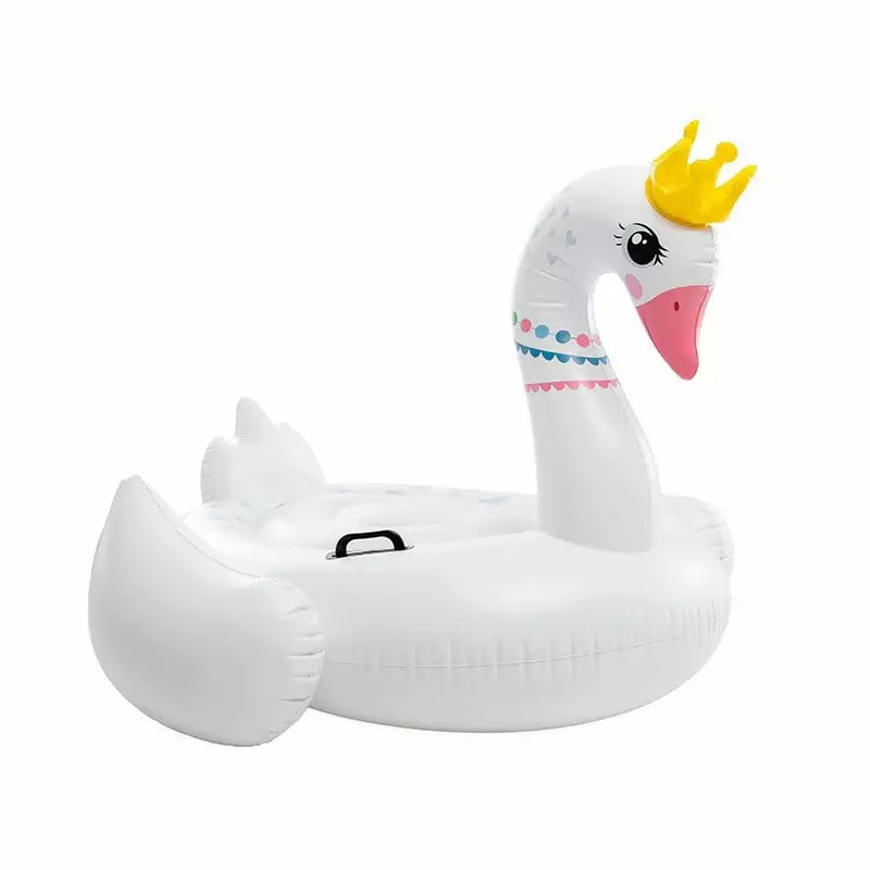 Inflatable Swan Crown Mount Swimming Float Row Pool Party Fun Eco