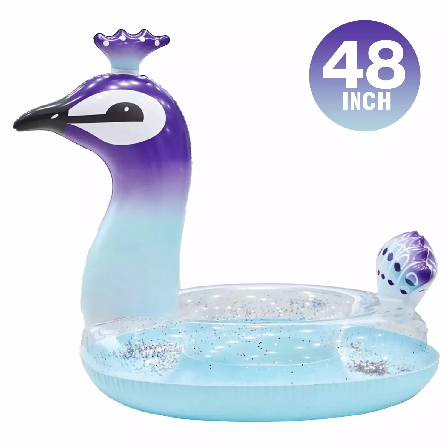 Sofia Peacock Pool Float Party Tube Glitter Inflatable Raft Adults and Kids 48 Inch 36
