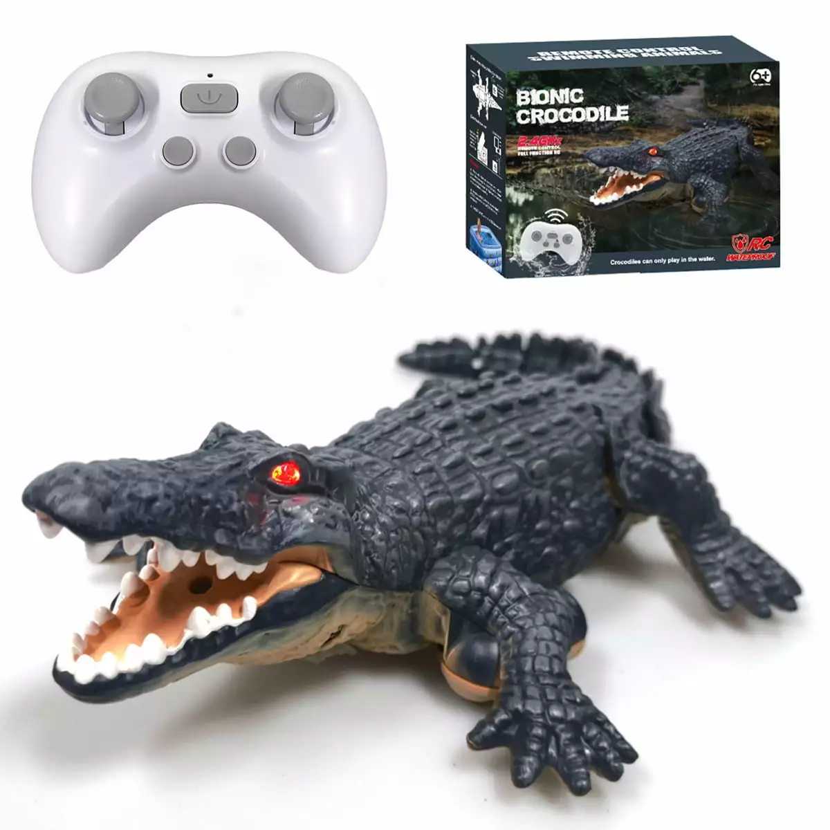 Protoiya 2.4 GHz Remote Control Alligator Head Boat RC Boats Adults and Kids Large Decoy and Floating Crocodile Head Toy R...