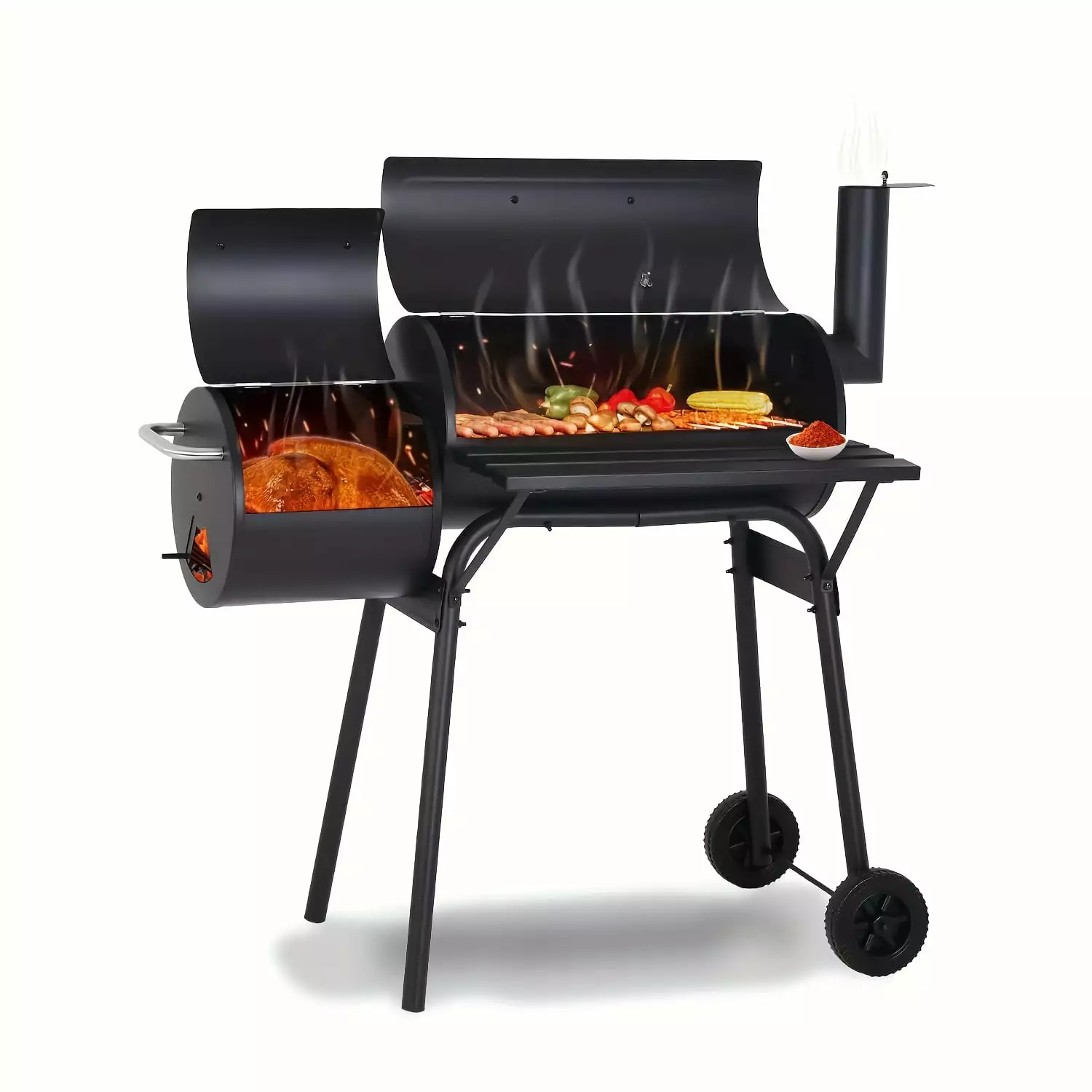 1PC Charcoal Grills Outdoor Barbecue Grill Offset Smoker Wheels Backyard Camping Picnics BABARUO