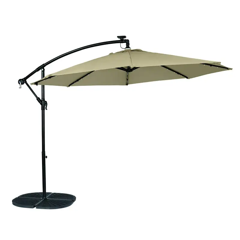 Living Accents 10 ft. Tiltable Tan Offset Umbrella Patio and Garden