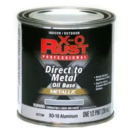 Premium Oil Base Paint Gloss Aluminum Finish Interior and Exterior 1/2 Pint X-O Rust