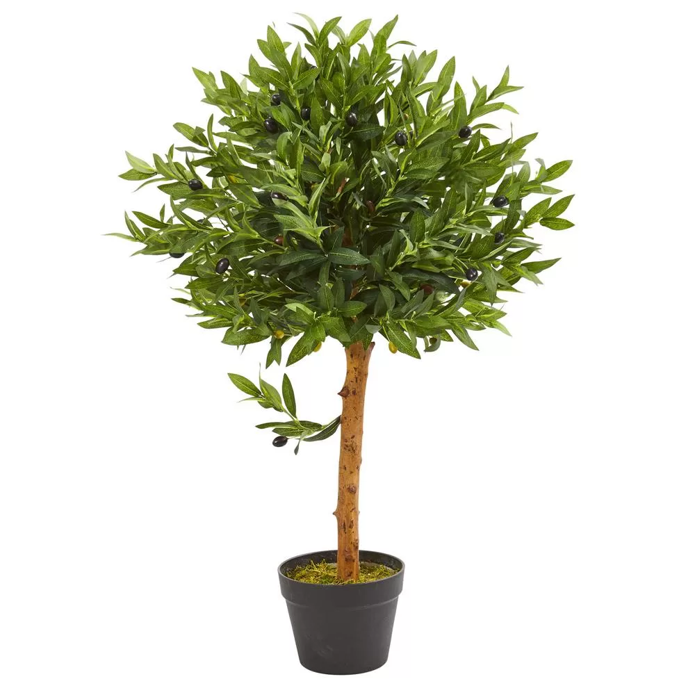 Nearly Natural 34-Inch Olive Topiary Artificial Tree Indoor Outdoor Decor