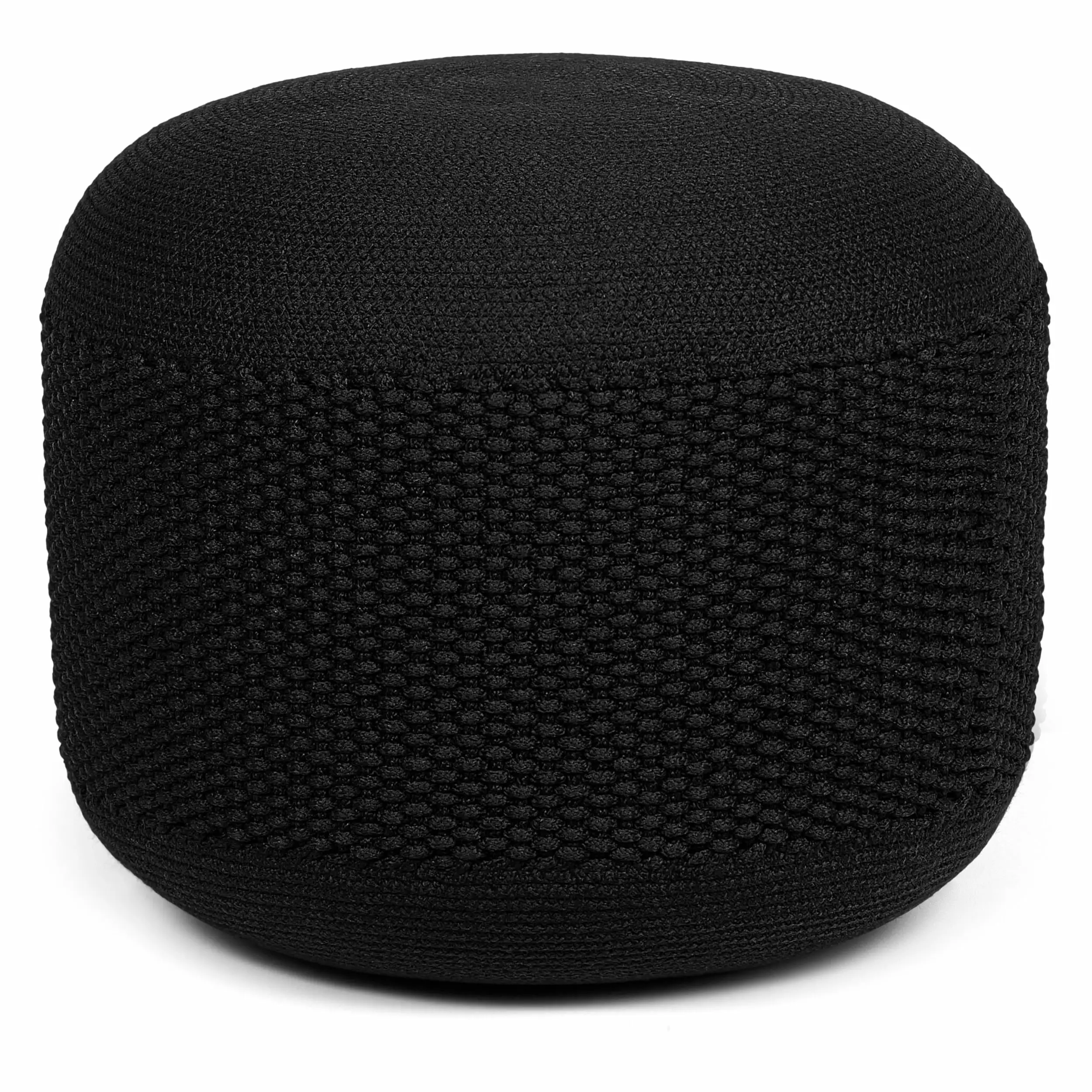 BirdRock Home Woven Knitted Indoor or Outdoor Pouf Black