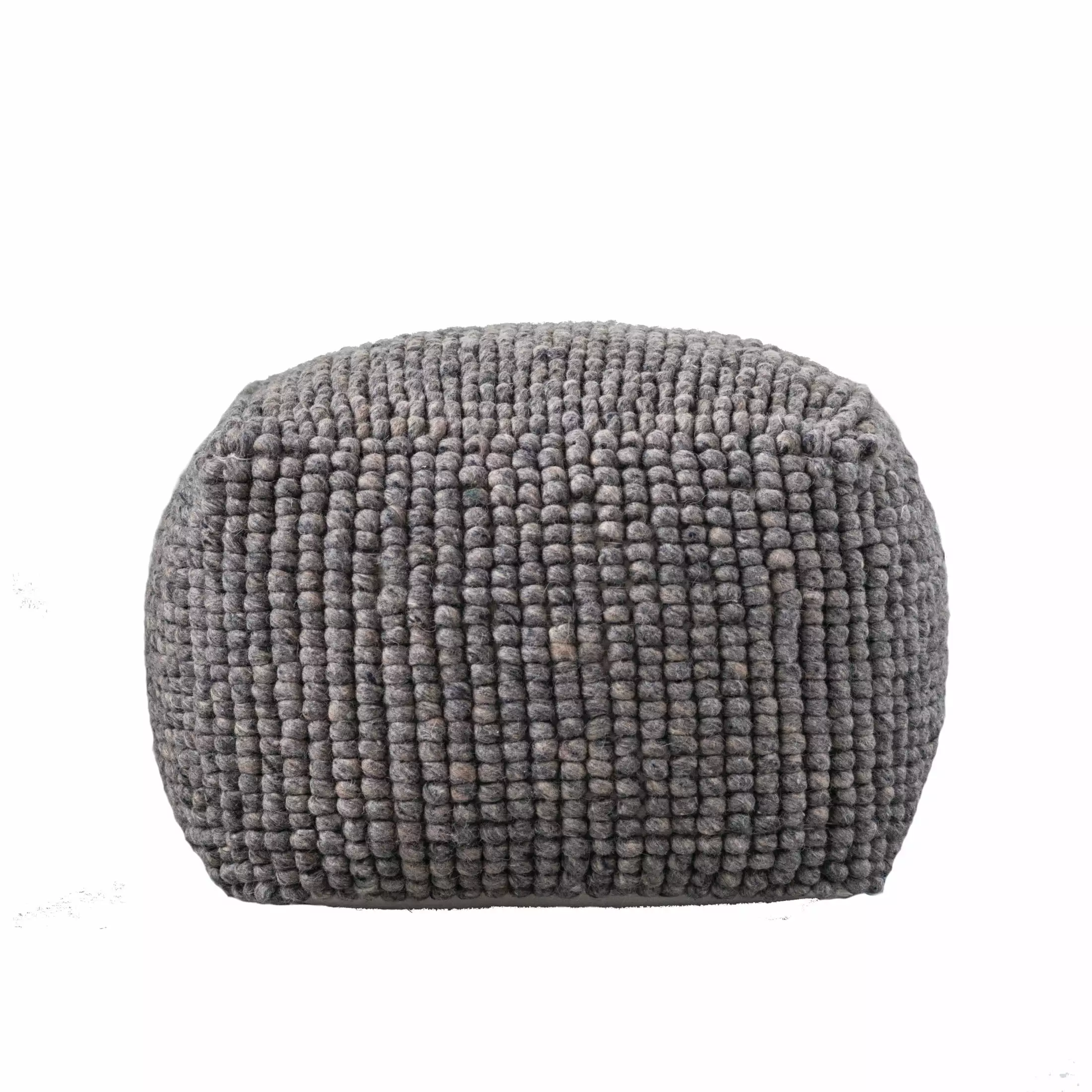 Creative Co-Op New Zealand Wool Square Pouf Grey