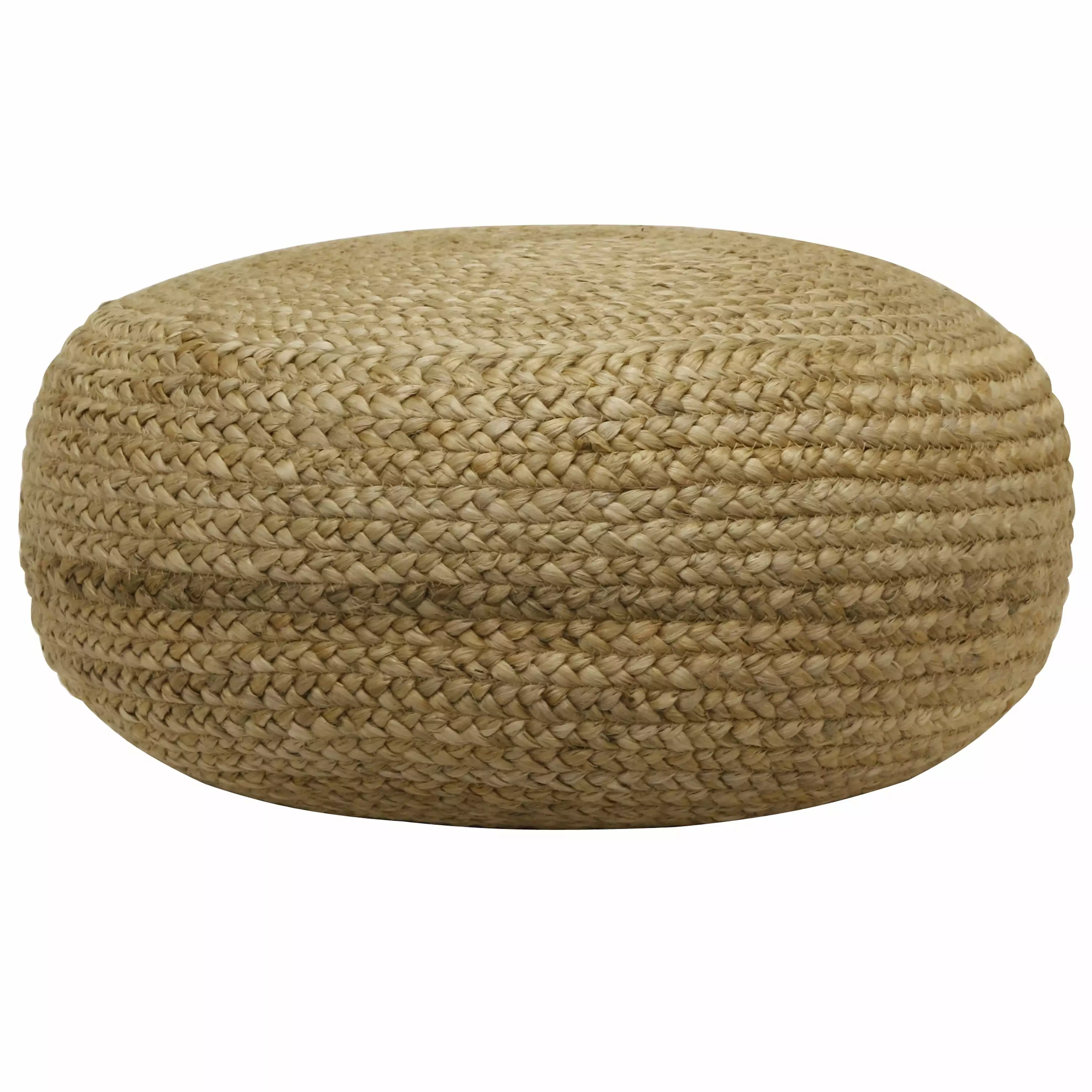 Decor Therapy Round Woven Natural Jute Pouf 20 x 10