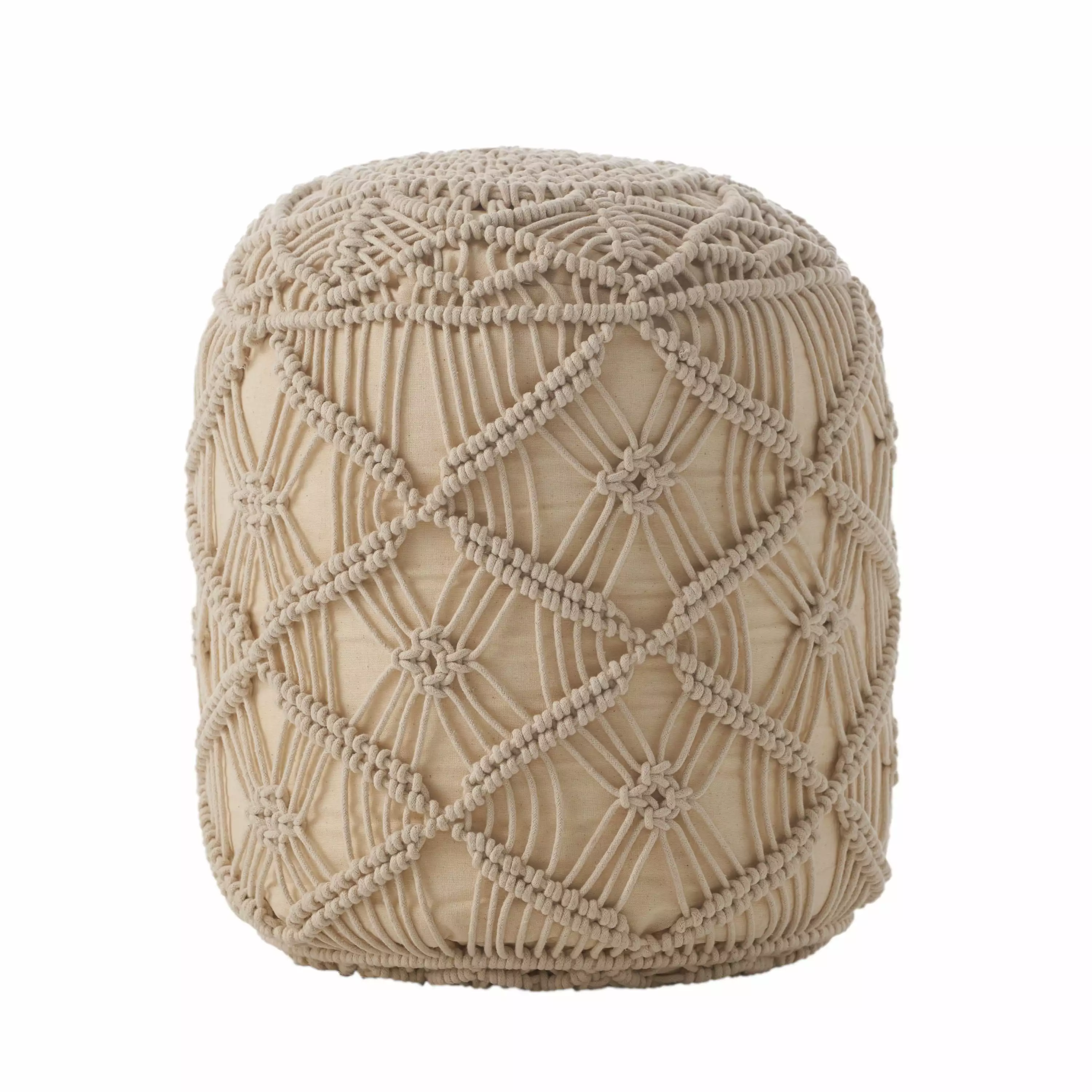 GDF Studio Cube Novelty Woven Fabric Pouf Off-White GDFSTUDIO