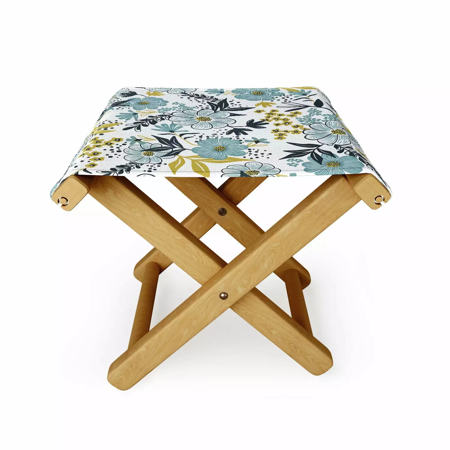 Society6 Heather Dutton Harper Dusk Blue Outdoor Ottoman Waterproof Patio Footrest Ottomans