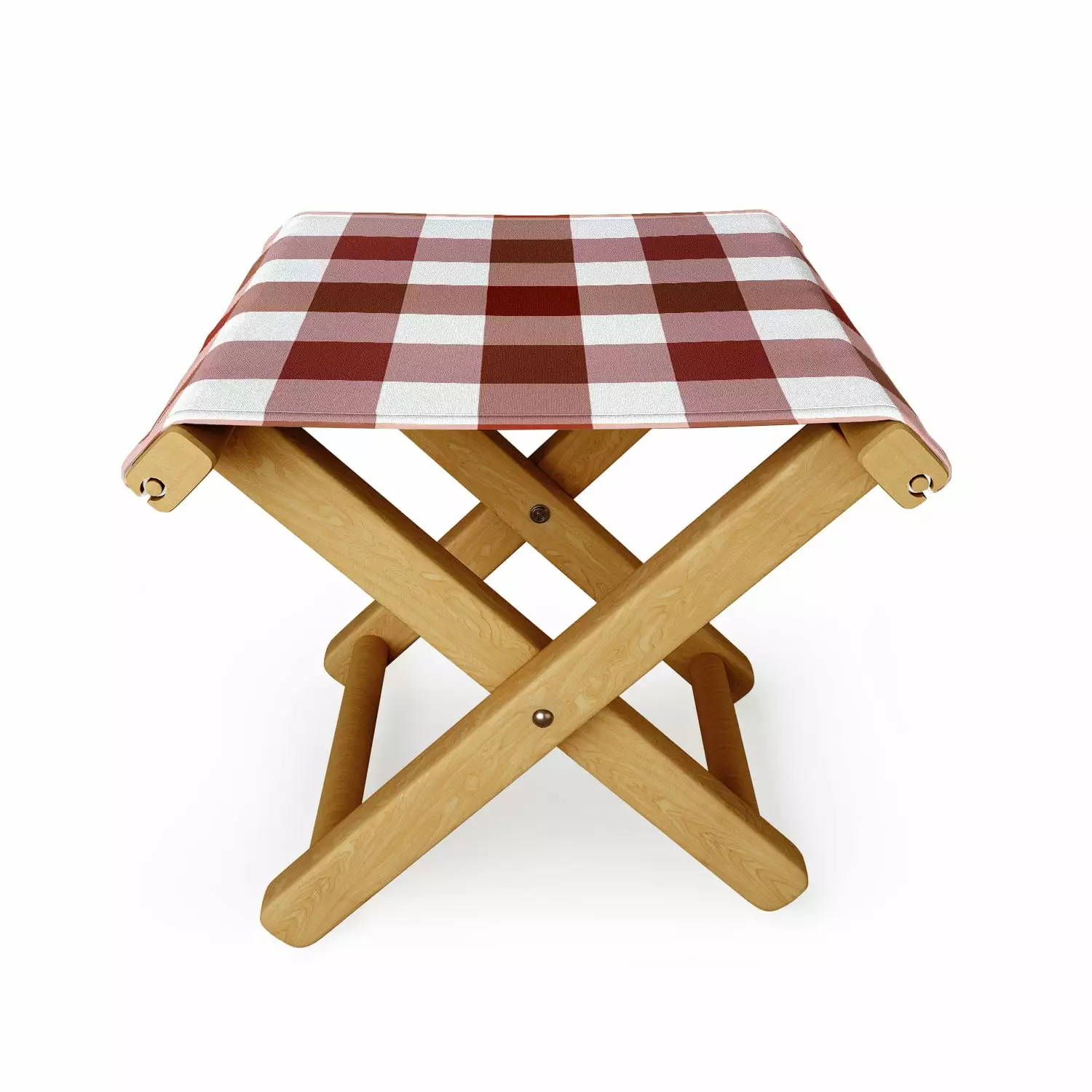 Society6 Lisa Argyropoulos Harvest Plaid Terracotta Outdoor Ottoman Ottomans