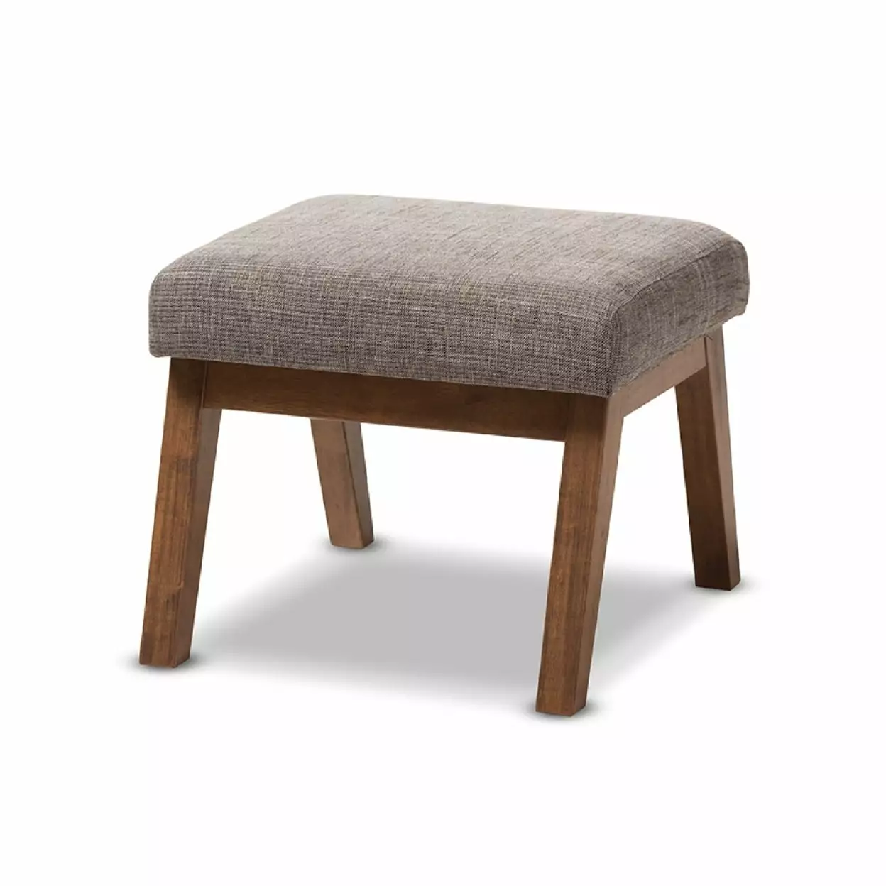 Baxton Studio Aberdeen Mid-Century Modern Walnut Wood Ottoman Gravel Fabric Upholstered Living Room Accent Ottomans Wholes...