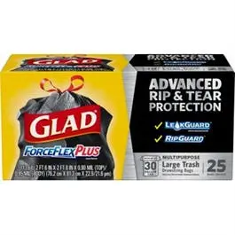 Force Flex Outdoor Trash Bags 25-Count 30-Gallon Heavy-Duty Use Glad