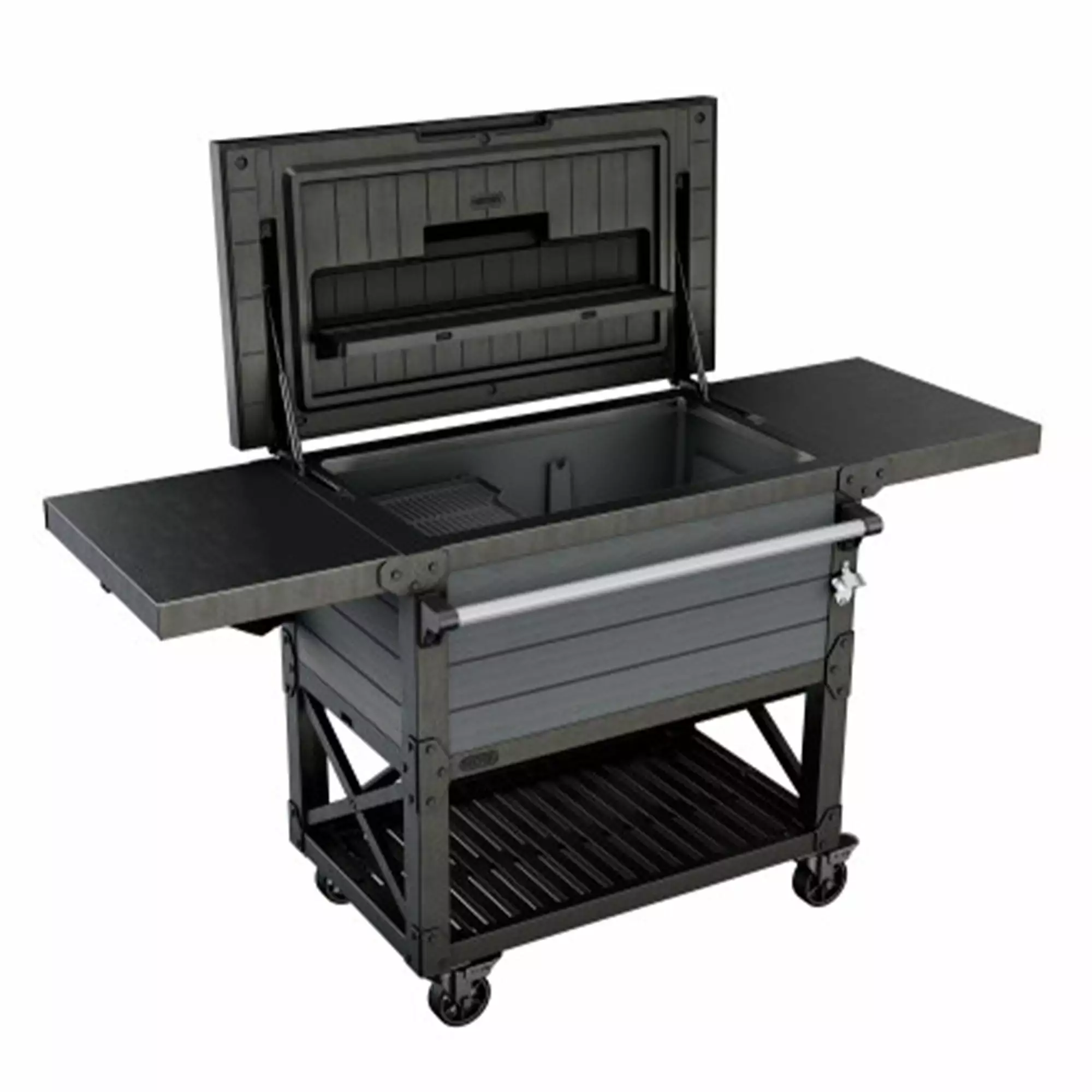 Keter Outdoor Patio Cooler Ice Chest Insulated Beverage Bar Cart Gray