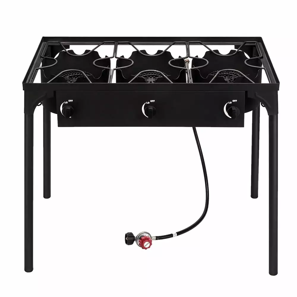 High Pressure Propane Gas Cooker Portable Cast Iron Patio Cooking Burner 225000-BTU Outdoor Camping and Patio Use funchic