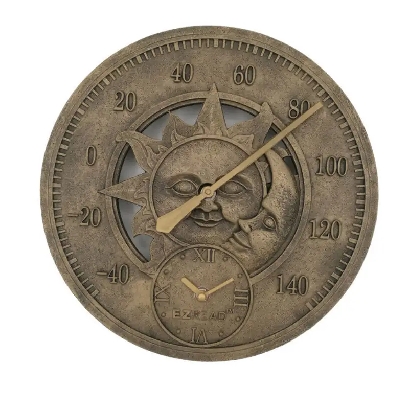 Headwind Consumer Products EZ Read Sun/Moon Clock/Thermometer Metal Brown 12 . Pack 4