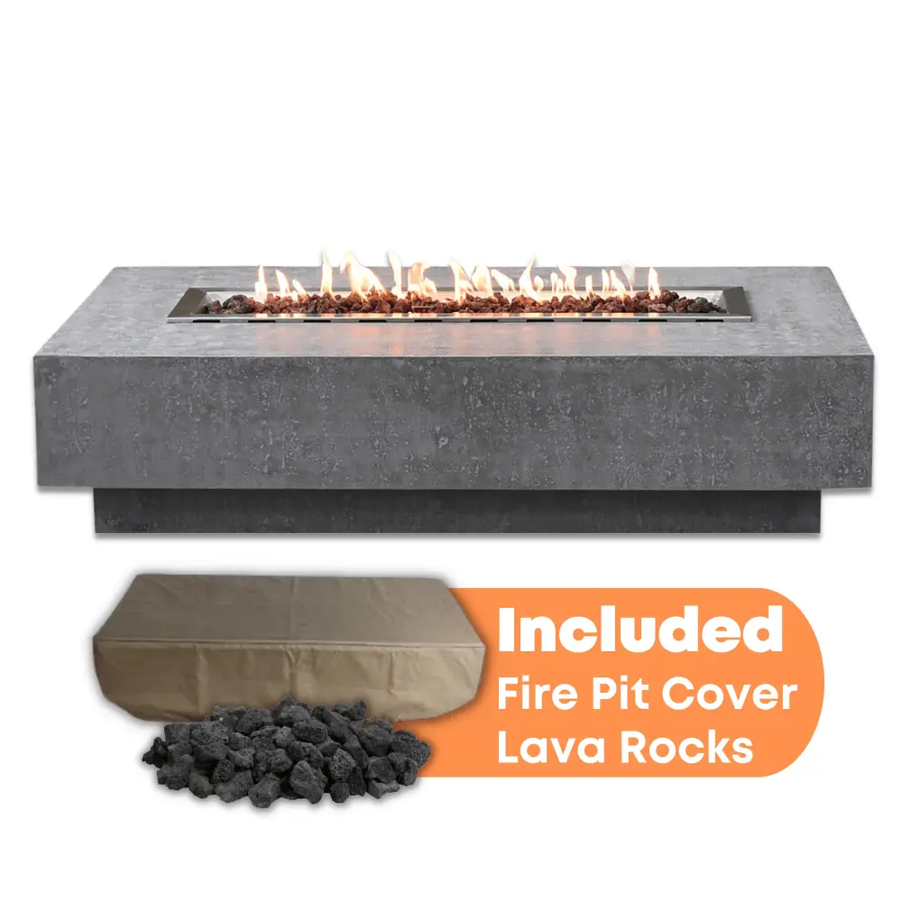 Elementi - Hampton Rectangle Concrete Fire Pit Table OFG139 Outland Living