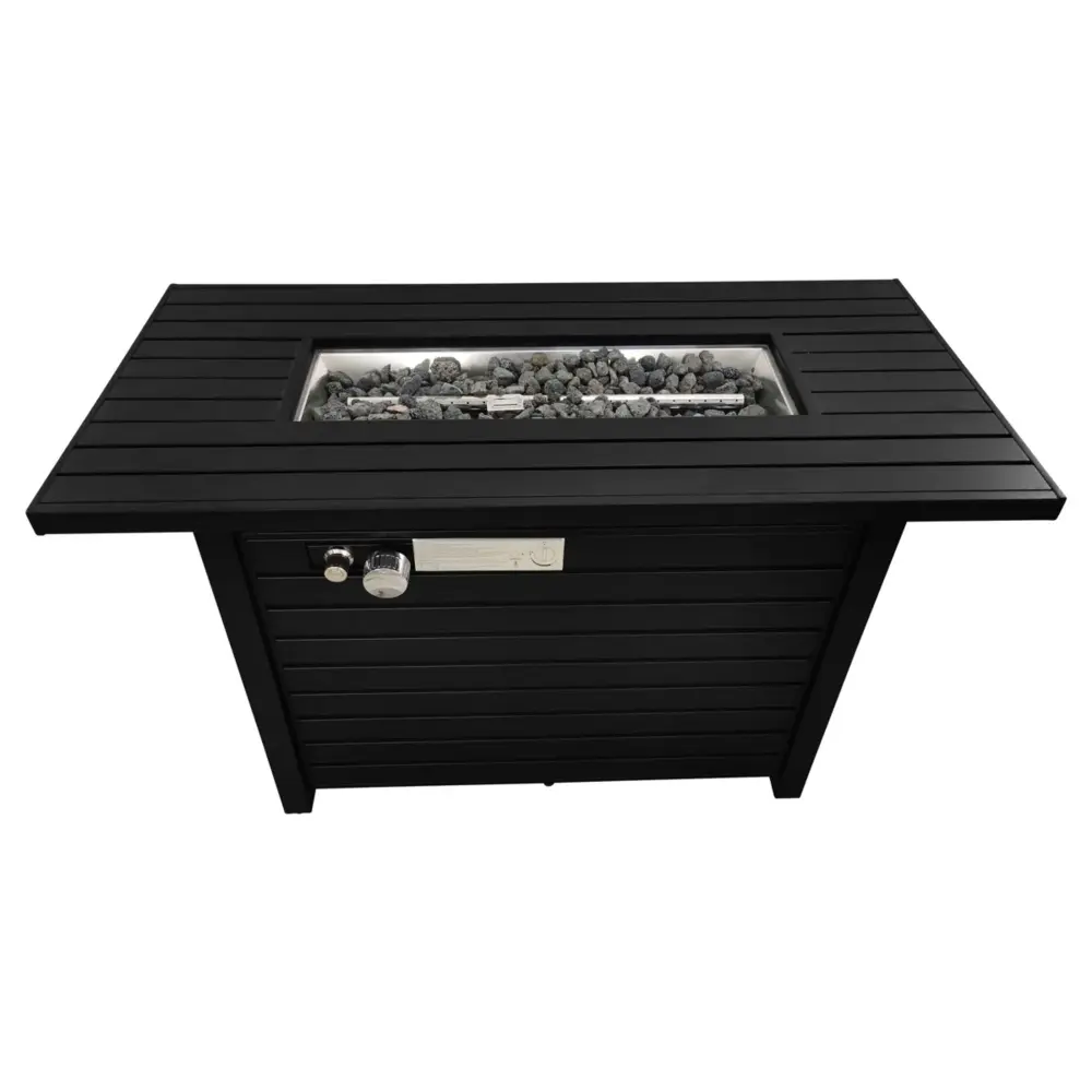 Outdoor Fire Pit Table Lid Resilient Construction - Black Compatible Propane Tank