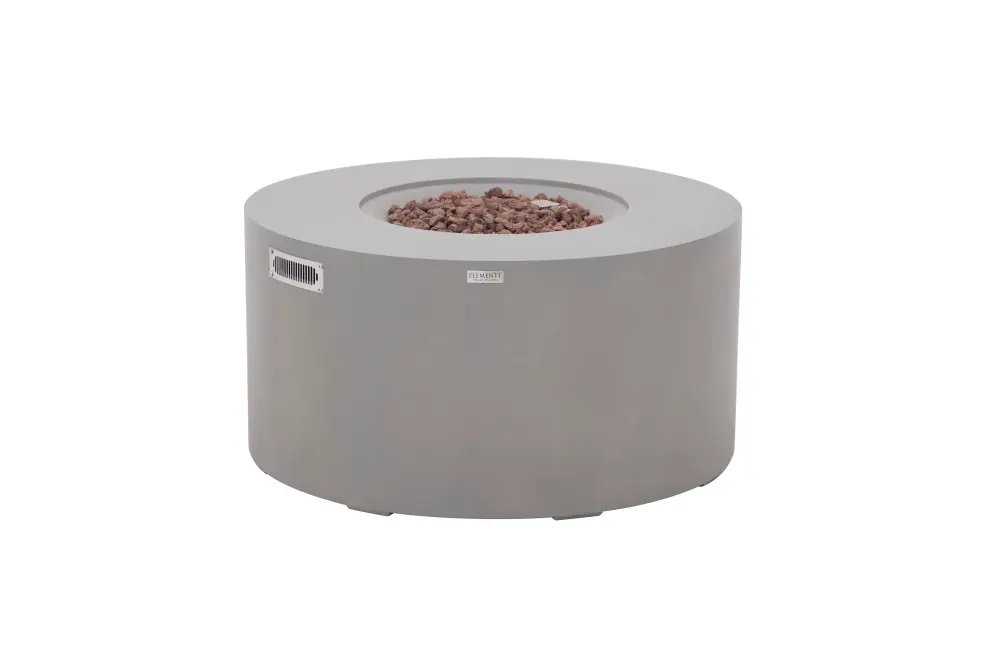 Outdoor Gas Fire Elementi - Pacaya Round Concreate Fire Pit Table, Hidden Propane Storage OFG311