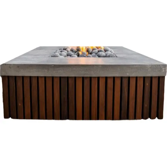 Prism Hardscapes - Manchester Square Concrete & Hardwood Fire Pit Table | CSA Certified