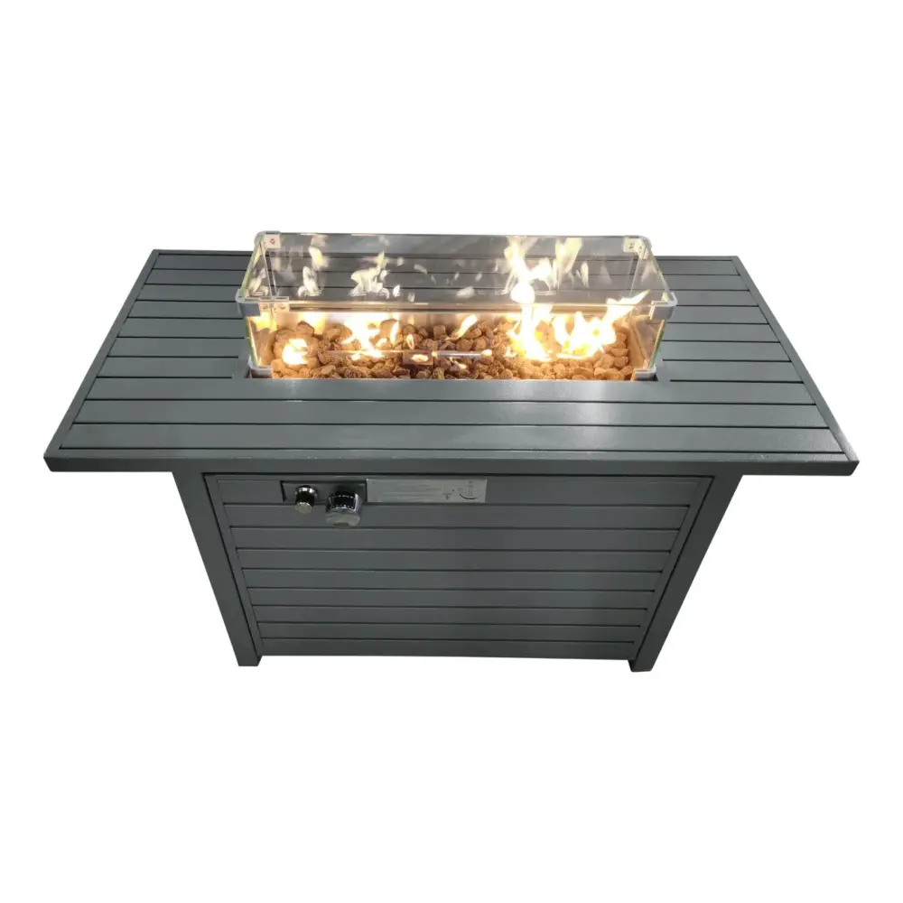 Propane Outdoor Fire Pit Table Lid Versatile Fuel Options Slate Grey