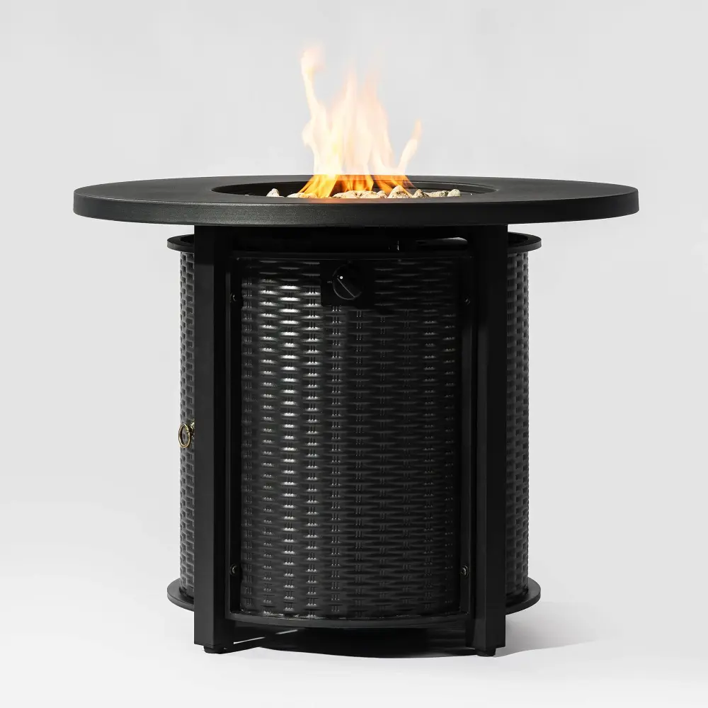 Wood Burning Fireplace Propane Gas Fire Pit Table, 50000 Btu Round Hardened Fire Pit