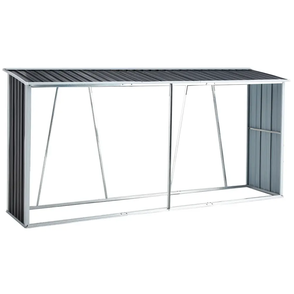 Premium Steel Firewood Rack, Log Holder Roof, Log Storage, Firewood Stand Outdoor Backyard Garden Patio Porch, Galvanized ...