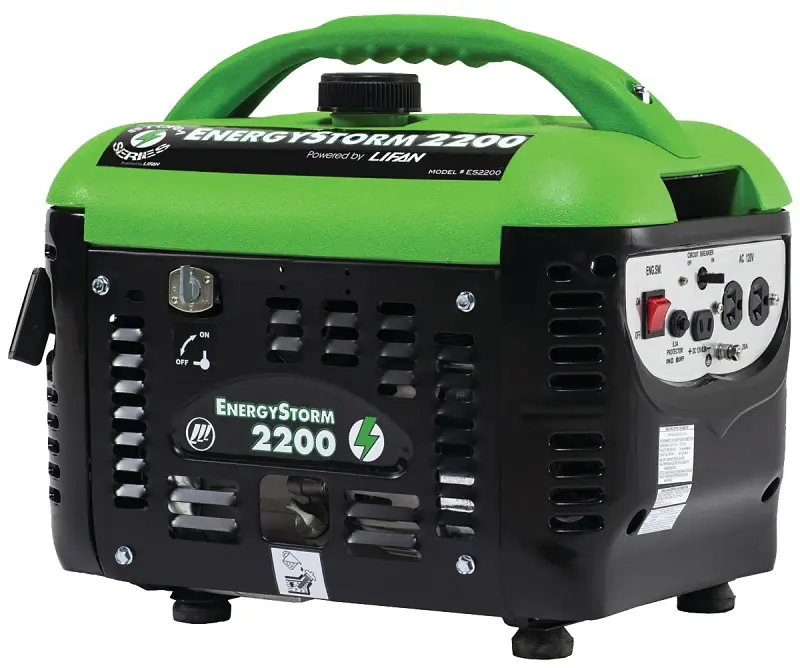 Lifan ES2200SC Lightweight Generator, 17 , 120 V, 2200 W Output, Gasoline, 1 gal Tank, 6 hr Run Time, Recoil Start