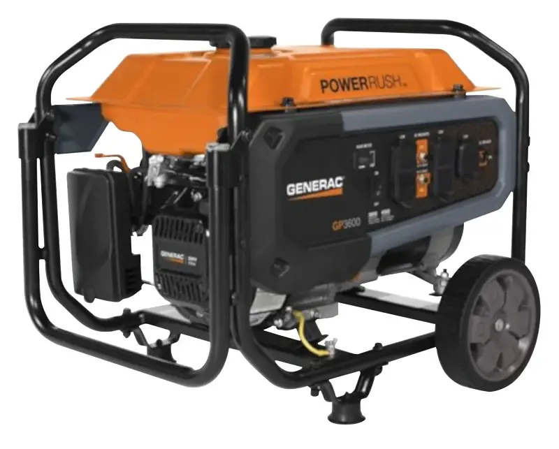 Generac GP Series 7721 Lightweight Generator, 30 , 120 V, Oil, 3.7 gal Tank, 10.5 hr Run Time, Recoil Start