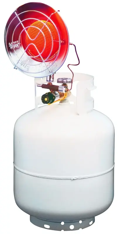 Mr. Heater F242100 Single Tank Top Heater, 5 lb Fuel Tank, Propane, 10000 to 15000 Btu, Chrome